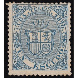 Cuba 9 Telégrafos 1870 Escudo de España MH 