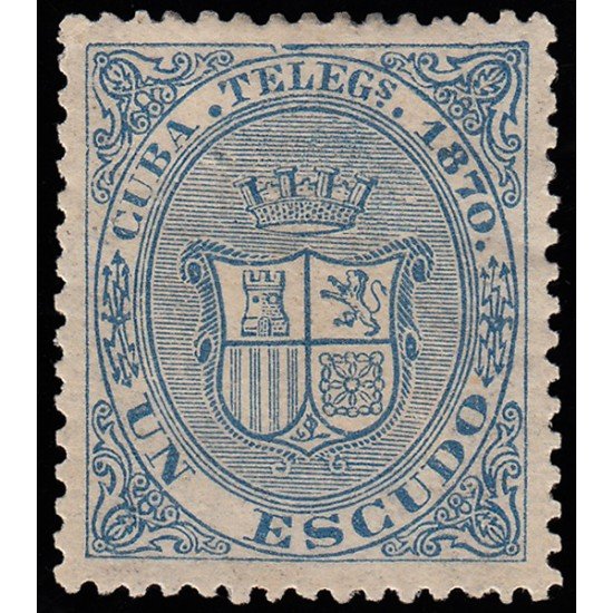 Cuba 9 Telégrafos 1870 Escudo de España MH 