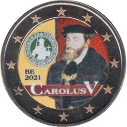 Bélgica 2021 2 € euros conmemorativos Color Monedas reinado Carlos V Bélgica 2021 2 € euros conmemorativos Color Monedas reinado Carlos V