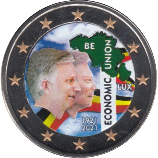 Bélgica 2021 2 € euros conmemorativos Color Unión económica BLEU 