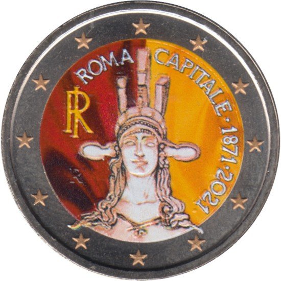 Italia 2021 2 € euros conmemorativos Color Roma Capital Italia 2021 2 € euros conmemorativos Color Roma Capital
