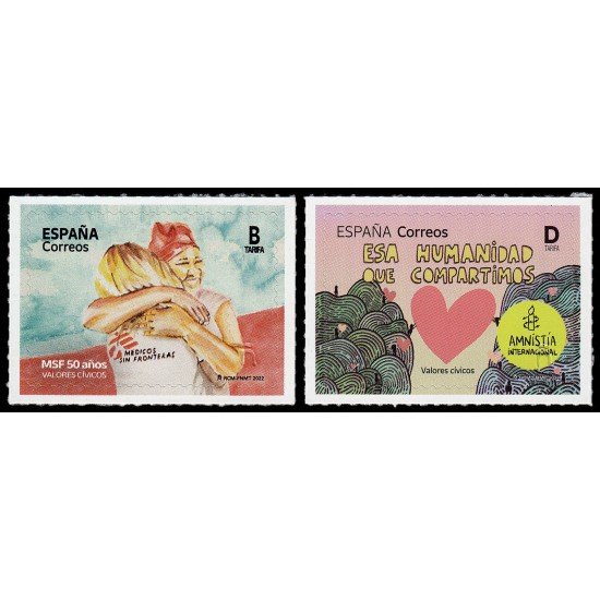 España Spain 5585/86 2022 Valores cívicos MSF i AI MNH Tarifa B Tarifa D
