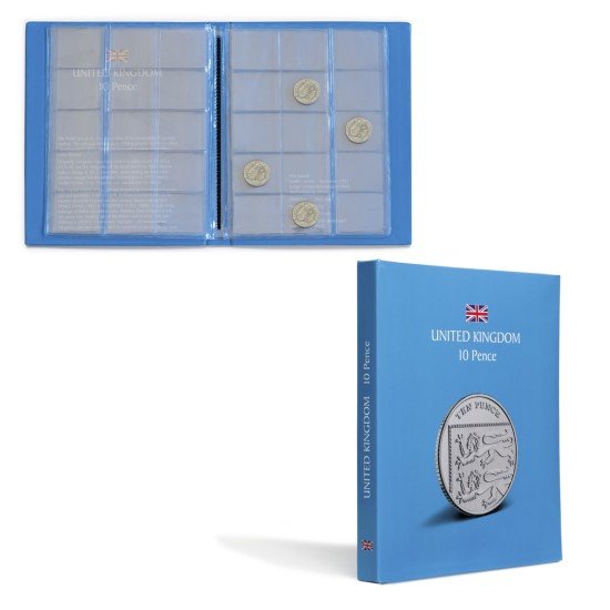 Leuchtturm 364764 Álbum de bolsillo KASKADE para UK 10 Pence con 4 hojas