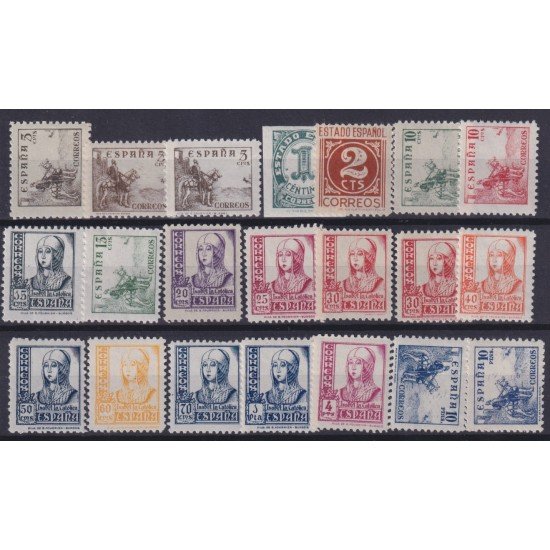 España Spain 814/31 1937/40 Cifras, Cid e Isabel 21 valores MNH España Spain 814/31 1937/40 Cifras, Cid e Isabel 21 valores MNH