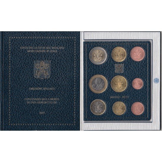 Vaticano 2022 Cartera Oficial Monedas € euros Emisión especial + 5 euros Bimetal