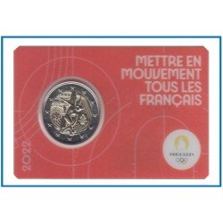 Francia France 2022 Cartera Oficial Coin Card 2€ euros conm. 2r París 2024 Francia France 2022 Cartera Oficial Coin Card 2€ euros conm. 2r París 2024