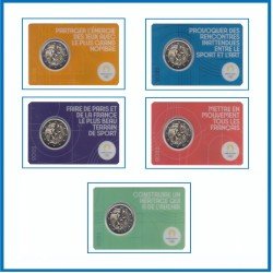 Francia France 2022 Cartera Oficial Set 5 Coin Card 2 € euros conm. JJ OO París 2a Francia France 2022 Cartera Oficial Set 5 Coin Card 2 € euros conm. JJ OO París 2a