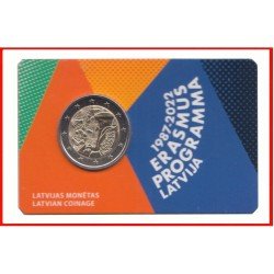 Letonia Latvija 2022 Cartera Oficial Coin Card Moneda 2€ euros Erasmus