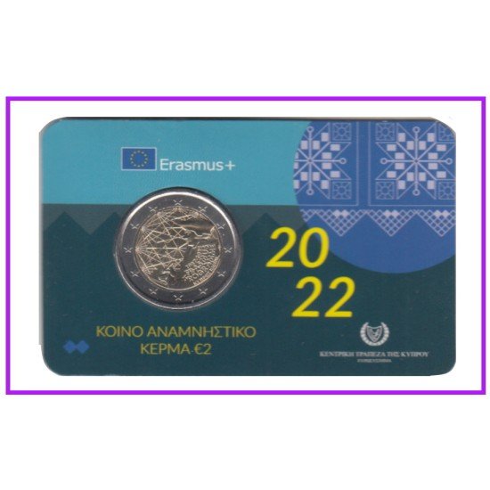 Chipre 2022 Cartera Oficial Coin Card Moneda 2 € conm Erasmus Chipre 2022 Cartera Oficial Coin Card Moneda 2 € conm Erasmus
