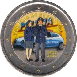 Italia 2022 2 € euros conmemorativos Color Policía Italia 2022 2 € euros conmemorativos Color Policía