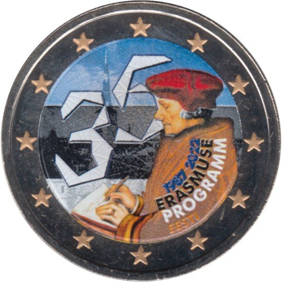 Estonia 2022 2 € euros conmemorativos Color Programa Erasmus