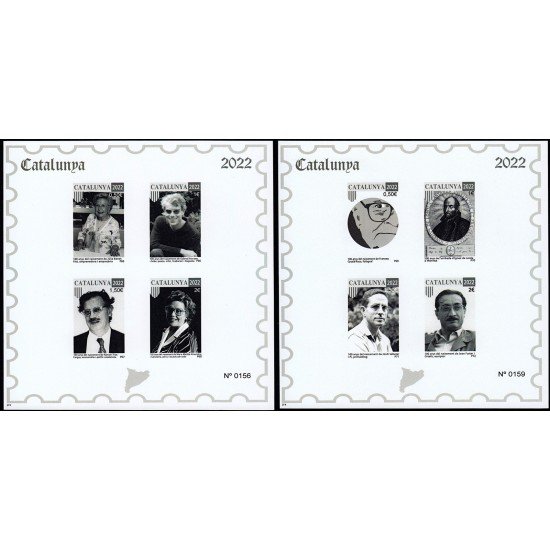 Catalunya Catalonia 2022 hojitas de pruebas filatélicas en en blanco y negro 