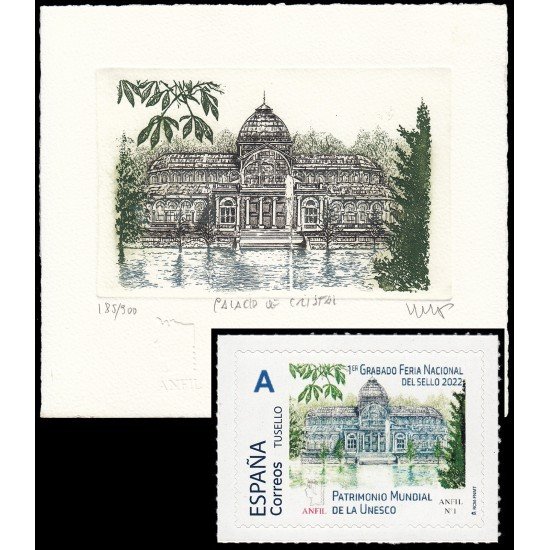 España Spain Grabado 1 Anfil  2022  Palacio de Cristal Tirada 300 ejemplares