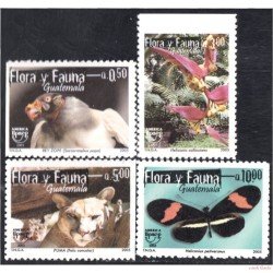 Upaep Guatemala 527/30 2005 Flora y Fauna Mariposa Tigre Cóndor  MNH