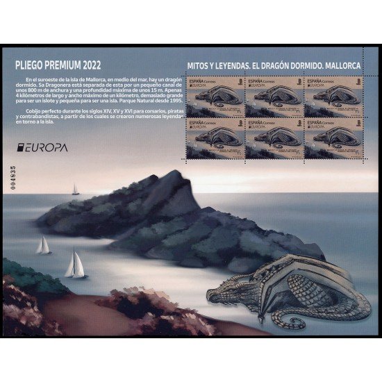 España Pliego Premium 122 2022 Mitos y leyendas. El dragón dormido. Mallorca. Tarifa B MNH
