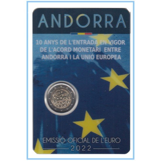 Andorra 2022 Cartera Oficial Coin Card Moneda 2 € conm 10 Av. Acuerdo EU Andorra 2022 Cartera Oficial Coin Card Moneda 2 € conm 10 Av. Acuerdo EU