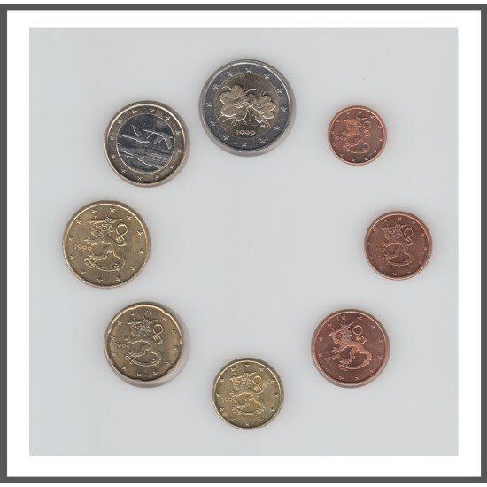 Finlandia 1999 Emisión monedas Sistema monetario euro € Tira 