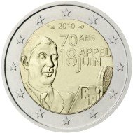 Francia 2010 2 € euros conmemorativos 70º Av. del 18 de junio Francia 2010 2 € euros conmemorativos 70º Av. del 18 de junio