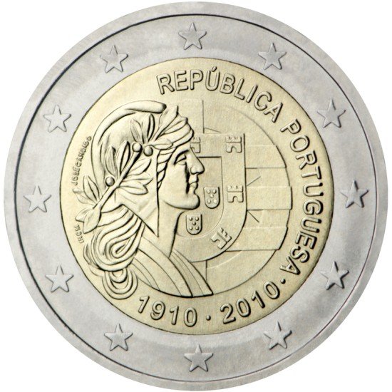 Portugal 2010 2 € euros conmemorativos Cent República Portuguesa Portugal 2010 2 € euros conmemorativos Cent República Portuguesa