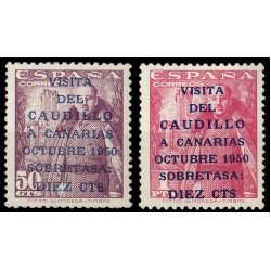 España Spain 1088/89 1951 General Franco Viaje Caudillo a Canarias MH