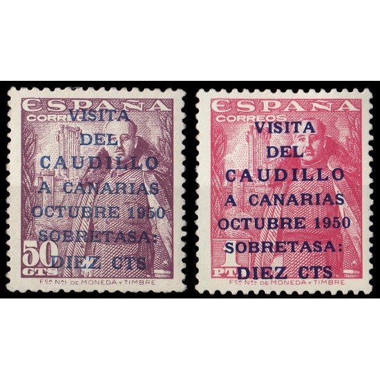 España Spain 1088/89 1951 General Franco Viaje Caudillo a Canarias MH