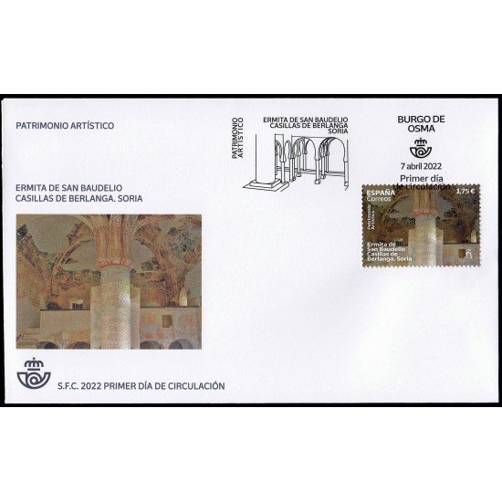 España Spain 5563 2022 Patrimonio Artístico Ermita de San Baudelio Casillas de Berlanga Soria SPD Sobre Primer Día España Spain 5563 2022 Patrimonio Artístico Ermita de San Baudelio Casillas de Berlanga Soria SPD Sobre Primer Día