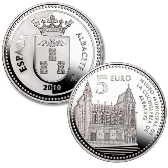 España Spain 2010 5 euros Capitales de provincia Albacete Plata Ag España Spain 2010 5 euros Capitales de provincia Albacete Plata Ag