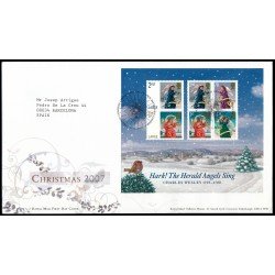 Gran Bretaña HB 51 2007 SPD FDC Navidad Ángeles Músicos Sobre primer día
