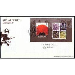 Gran Bretaña HB 52 2007 SPD FDC En Memoria de las víctimas de la Batalla de Passchendaele Sobre primer día