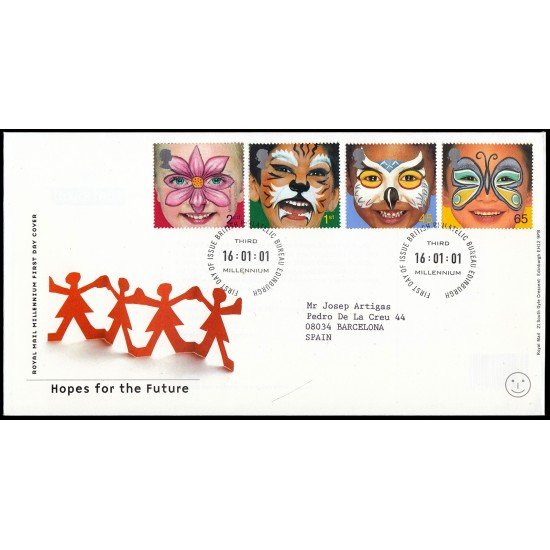 Gran Bretaña 2217/20 2001 SPD FDC Tercer Milenio Esperanza en el futuro Sobre pr