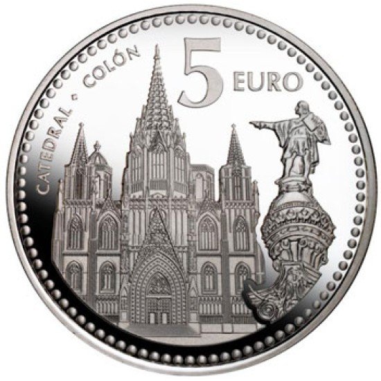 España Spain 2010 5 euros Capitales de provincia Barcelona Plata Ag España Spain 2010 5 euros Capitales de provincia Barcelona Plata Ag