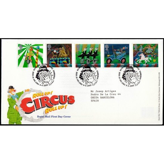 Gran Bretaña 2323/27 2002 SPD FDC El Circo Sobre primer día