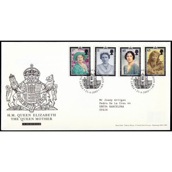 Gran Bretaña 2327A/D 2002 SPD FDC Homenaje a S.M. la Reina Madre Sobre primer día