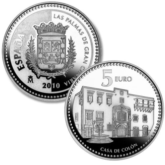 España Spain 2010 5 euros Capitales de provincia Las Palmas Plata Ag España Spain 2010 5 euros Capitales de provincia Las Palmas Plata Ag