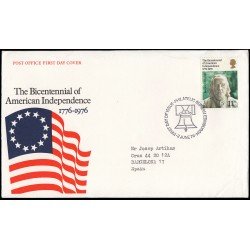 Gran Bretaña 794 1976 SPD FDC Bicentenario de la Independencia de Estados Unidos Sobre primer día