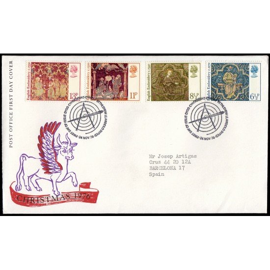 Gran Bretaña 813/16 1976 SPD FDC Navidad Tapices Medievales Sobre primer día Gran Bretaña 813/16 1976 SPD FDC Navidad Tapices Medievales Sobre primer día