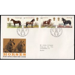 Gran Bretaña 868/71 1978 SPD FDC Razas de Caballo Sobre primer día Gran Bretaña 868/71 1978 SPD FDC Razas de Caballo Sobre primer día