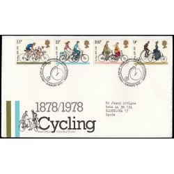 Gran Bretaña 872/75 1978 SPD FDC Centenario Touring-Club Ciclismo Sobre primer día Gran Bretaña 872/75 1978 SPD FDC Centenario Touring-Club Ciclismo Sobre primer día