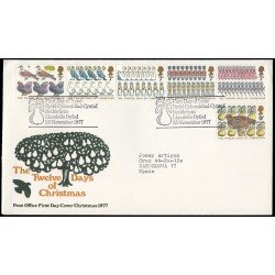 Gran Bretaña 840/45 1977 SPD FDC Doce días de Navidad Canciones Populares Sobre primer día