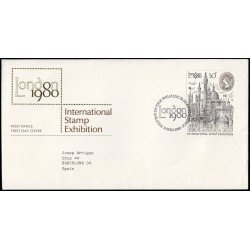 Gran Bretaña 931a 1980 SPD FDC Exposición Filatélica Internacional Sobre primer día