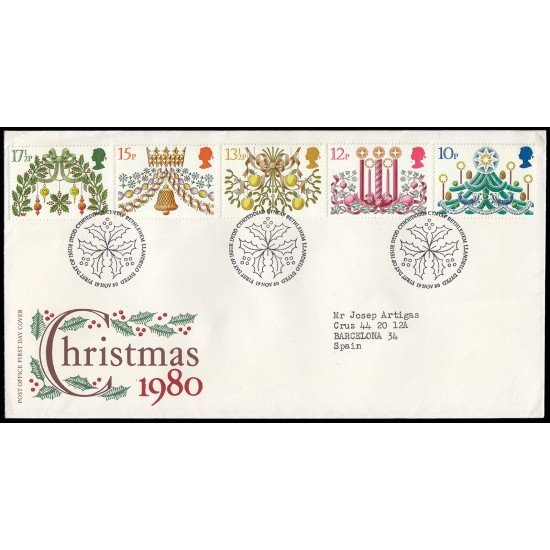 Gran Bretaña 959/63 1980 SPD FDC Navidad Decoraciones Diversas Sobre primer día