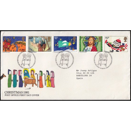 Gran Bretaña 1011/15 1981 SPD FDC Navidad Diseños Infantiles Sobre primer día