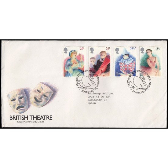 Gran Bretaña 1043/46 1982 SPD FDC Teatro Británico Sobre primer día
