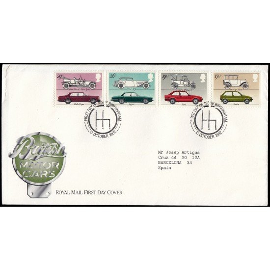 Gran Bretaña 1058/61 1982 SPD FDC Industria Británica del Automóvil Sobre primer día