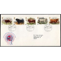 Gran Bretaña 1117/21 1984 SPD FDC Cría de Ganado Bovino Británica Sobre primer día Gran Bretaña 1117/21 1984 SPD FDC Cría de Ganado Bovino Británica Sobre primer día