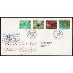 Gran Bretaña 1178/81 1985 SPD FDC Año Europeo de la Música Sobre primer día Gran Bretaña 1178/81 1985 SPD FDC Año Europeo de la Música Sobre primer día