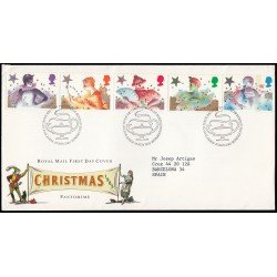 Gran Bretaña 1202/06 1985 SPD FDC Navidad Trajes de Teatro Sobre primer día Gran Bretaña 1202/06 1985 SPD FDC Navidad Trajes de Teatro Sobre primer día