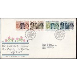 Gran Bretaña 1218/21 1986 SPD FDC 60 Aniversario de la Reina Isabel II Sobre primer día Gran Bretaña 1218/21 1986 SPD FDC 60 Aniversario de la Reina Isabel II Sobre primer día