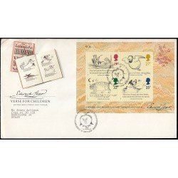 Gran Bretaña HB 4 1988 SPD FDC Centenario del Fallecimiento Edward Lear Sobre primer día