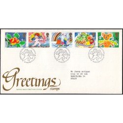 Gran Bretaña 1367/71 1989 SPD FDC Sellos de Saludos Díselo con Sellos Sobre primer día Gran Bretaña 1367/71 1989 SPD FDC Sellos de Saludos Díselo con Sellos Sobre primer día